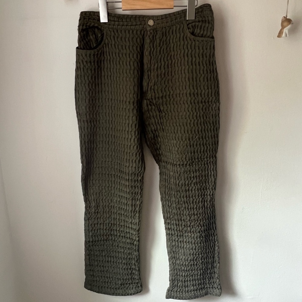 Aniela Parys KALYPSO TROUSERS | WAFFLE green